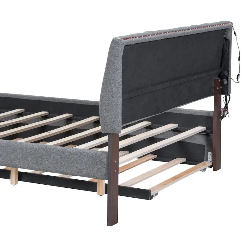 Upholstered Platform Bed with Trundle