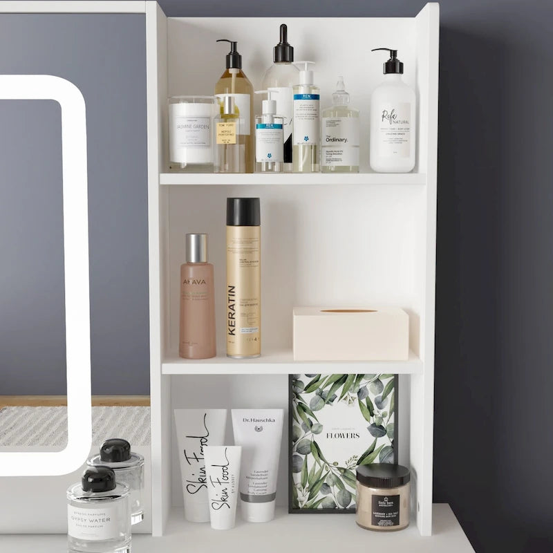 Timechee Vanity Set with Adjustable Lighted Mirror Storage Makeup Table - 39.4L x 19.7W x 53.5H