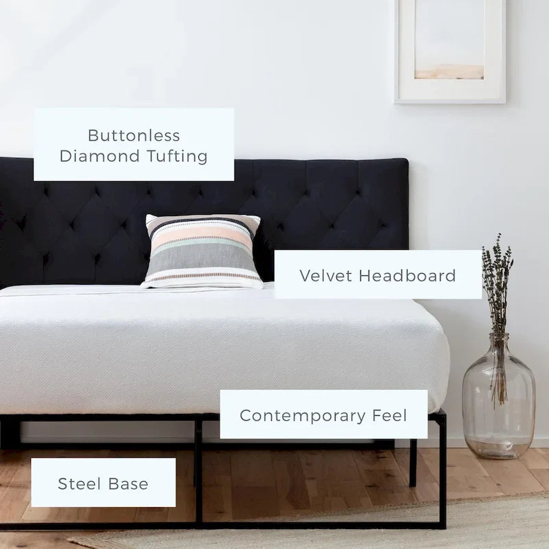 Brookside Adjustable Velvet and Metal Contemporary Platform Bed