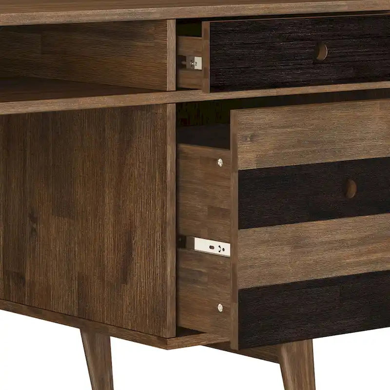 WYNDENHALL Wright SOLID WOOD Contemporary 60 inch Wide Desk with drawers in Rustic Natural Aged Brown