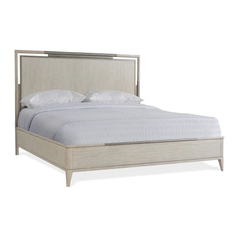 Roundhill Furniture Mantalia Solid Wood Panel Bed with Metal Frame, Champagne