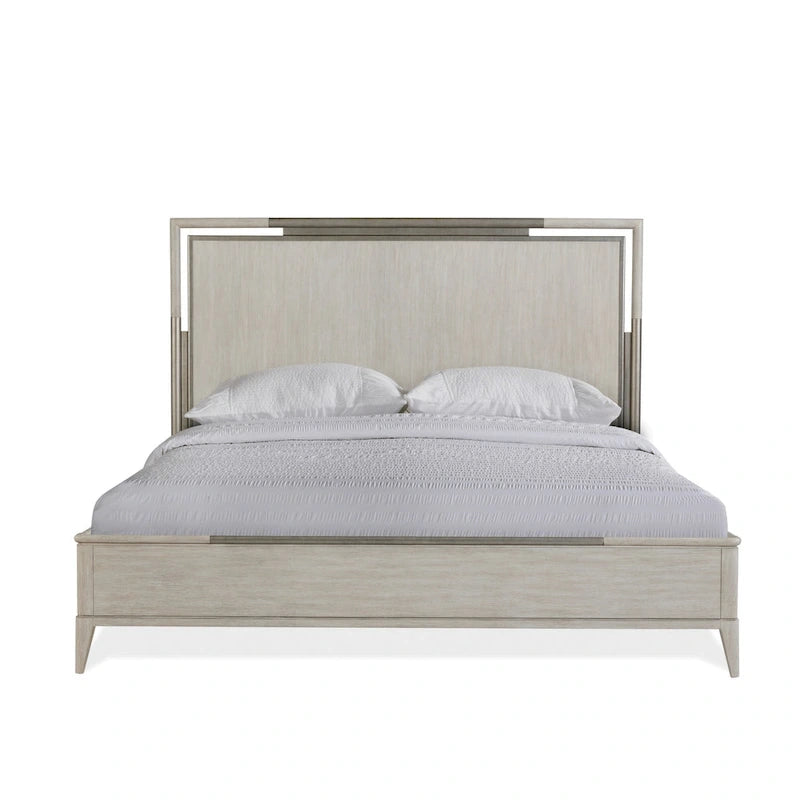 Roundhill Furniture Mantalia Solid Wood Panel Bed with Metal Frame, Champagne