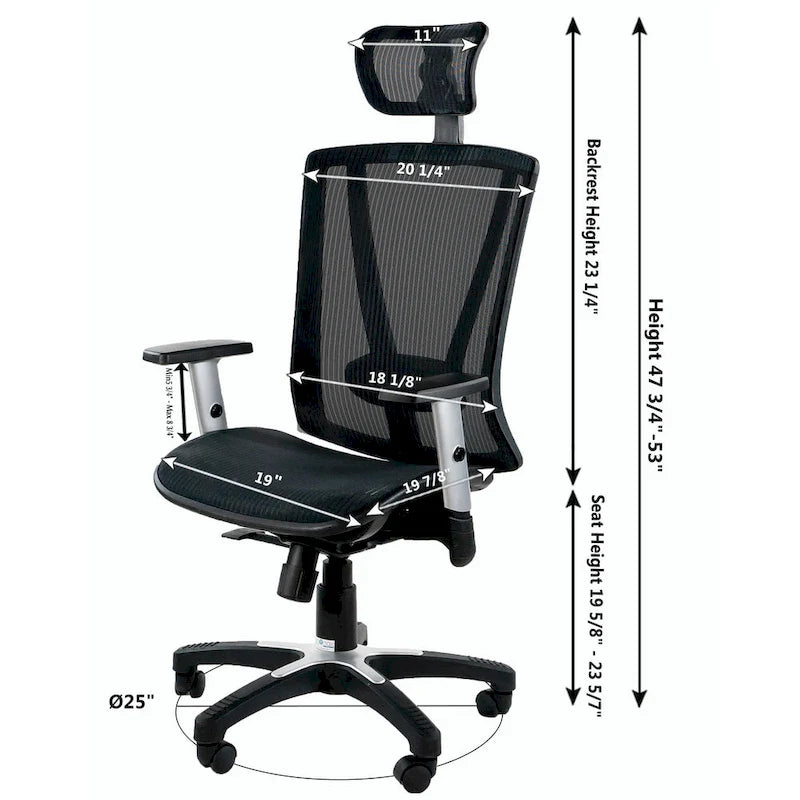 ErgoMax Office Fully Meshed Ergonomic Height Adjustable Brown Office Chair w/Armrests & Headrest, 52 Inch Max Height