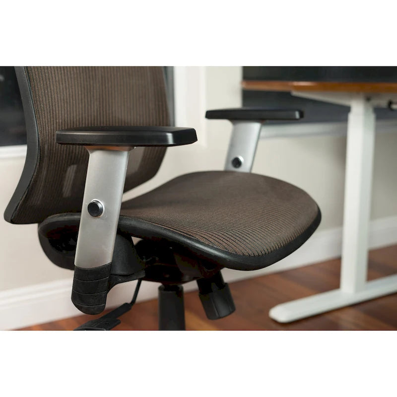 ErgoMax Office Fully Meshed Ergonomic Height Adjustable Brown Office Chair w/Armrests & Headrest, 52 Inch Max Height