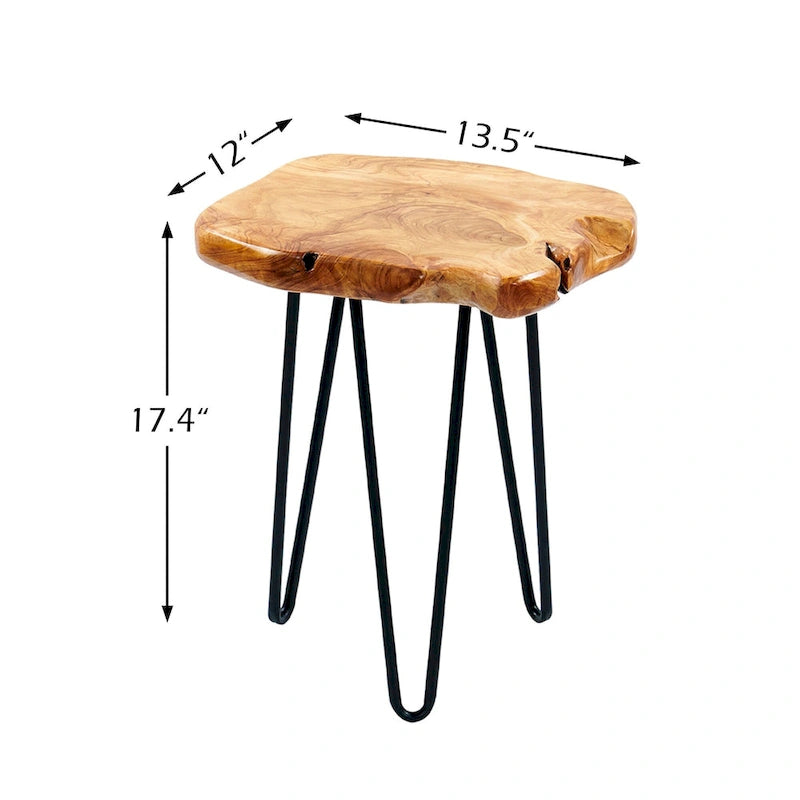 Cedar Roots Naturally Shaped Small Stand with 3 Hairpin Legs - 13.5 x 12 x 19