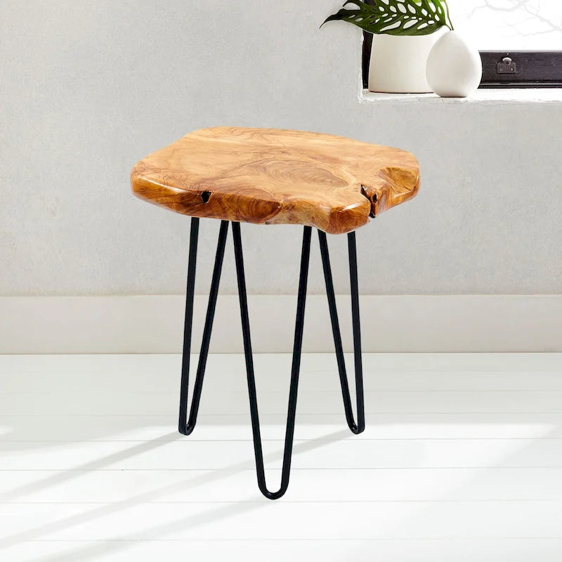 Cedar Roots Naturally Shaped Small Stand with 3 Hairpin Legs - 13.5 x 12 x 19