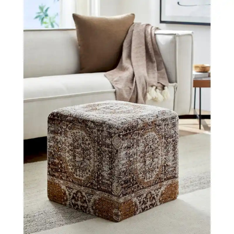 Fremont Traditional Oriental Gray Pouf