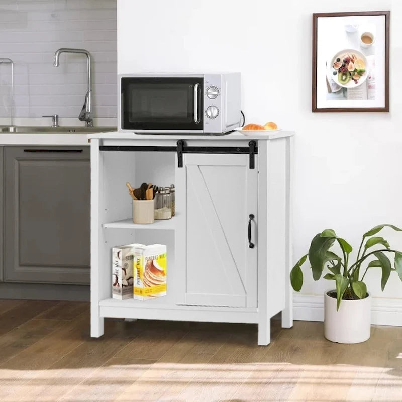 Farmhouse White MDF Wood Bathroom Storage Cabinet
