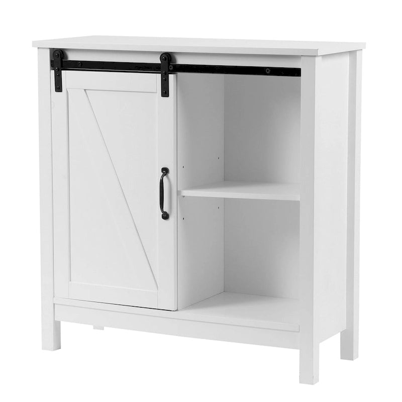Farmhouse White MDF Wood Bathroom Storage Cabinet