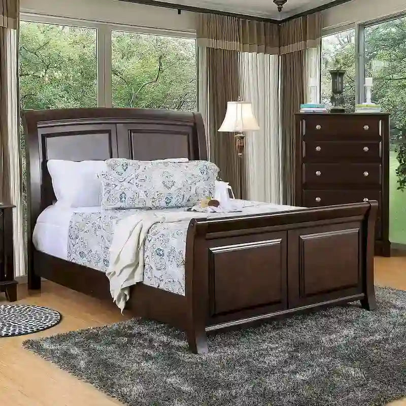 Wooden Bed in Brown Cherry