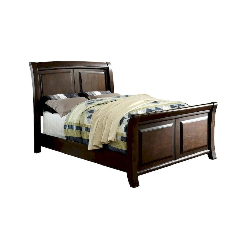 Wooden Bed in Brown Cherry
