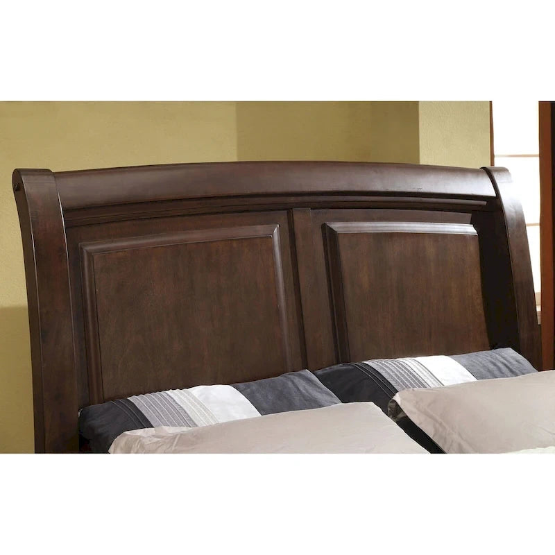 Wooden Bed in Brown Cherry