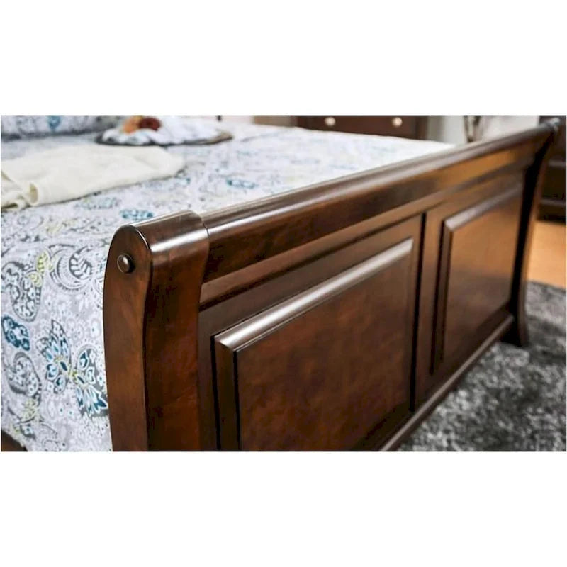 Wooden Bed in Brown Cherry