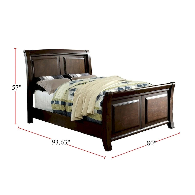 Wooden Bed in Brown Cherry