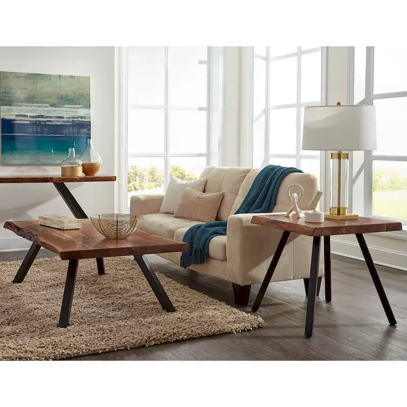 Reese Live Edge Rectangular Coffee Table in Natural Acacia