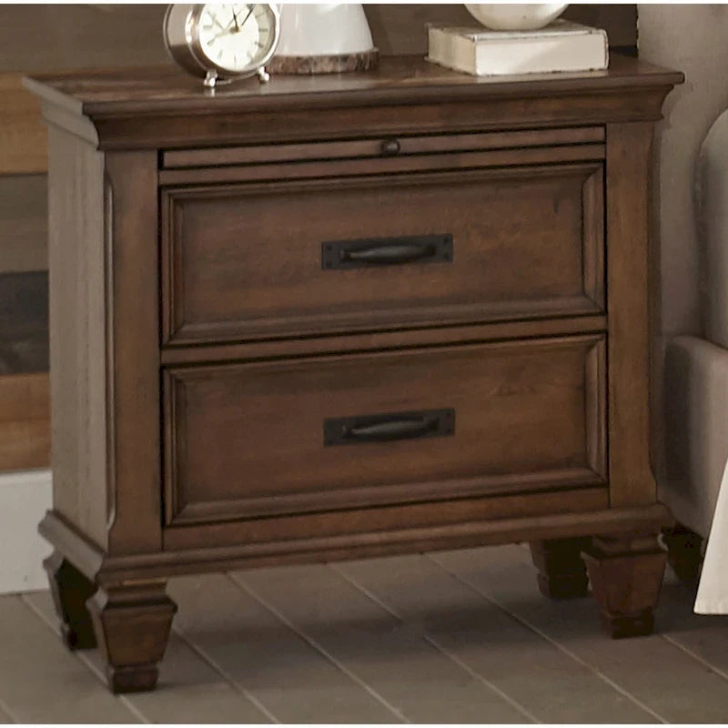 Clemence Beige and Burnished Oak 4-piece Panel Bedroom Set