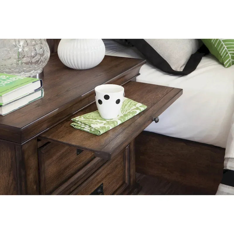 Clemence Beige and Burnished Oak 4-piece Panel Bedroom Set