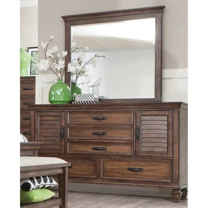 Clemence Beige and Burnished Oak 4-piece Panel Bedroom Set