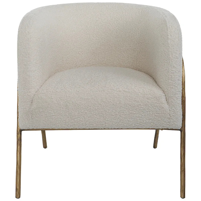 Uttermost Jacobsen Off White Shearling Accent Chair - 27W x 28.5H x 27D