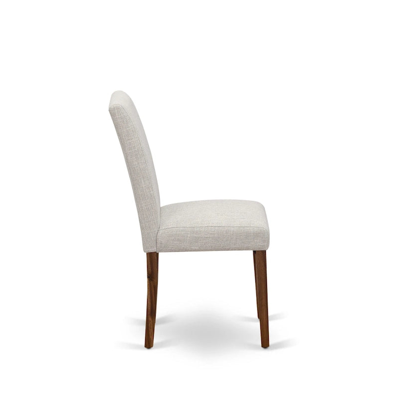 East West Furniture Dining Table Set- a Wood Kitchen Table and 4 Doeskin Linen Fabric Dining Chairs, Natural (Pieces Options)