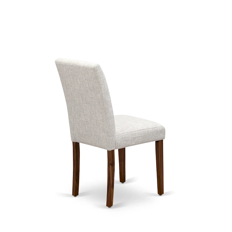 East West Furniture Dining Table Set- a Wood Kitchen Table and 4 Doeskin Linen Fabric Dining Chairs, Natural (Pieces Options)