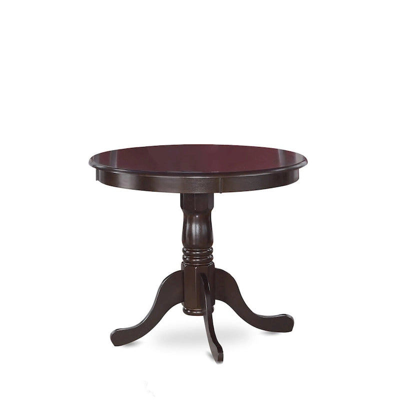 East West Furniture Kitchen Dining Table - a Round Solid Wood Table Top with Pedestal Base, 36x36 Inch, (Finish Options)