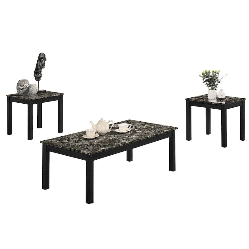3 Piece Coffee Table with Faux Marble Top