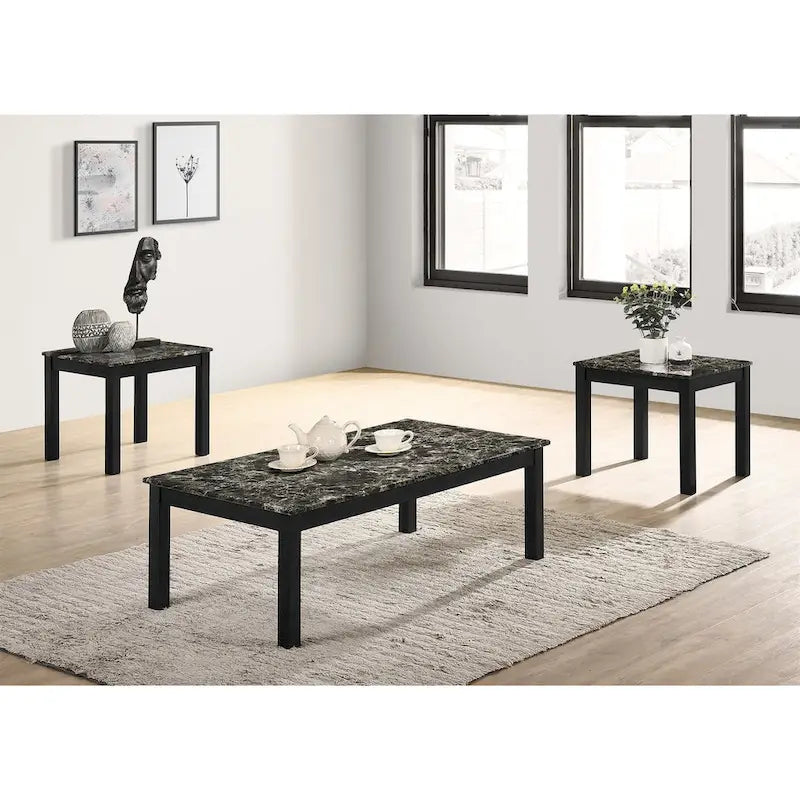 3 Piece Coffee Table with Faux Marble Top