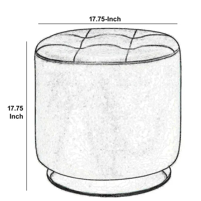 Round Leatherette Swivel Ottoman with Tufted Seat, Gray and Black