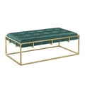 Perdita Gold Finish Velvet Rectangular Tufted Ottoman by iNSPIRE Q Bold