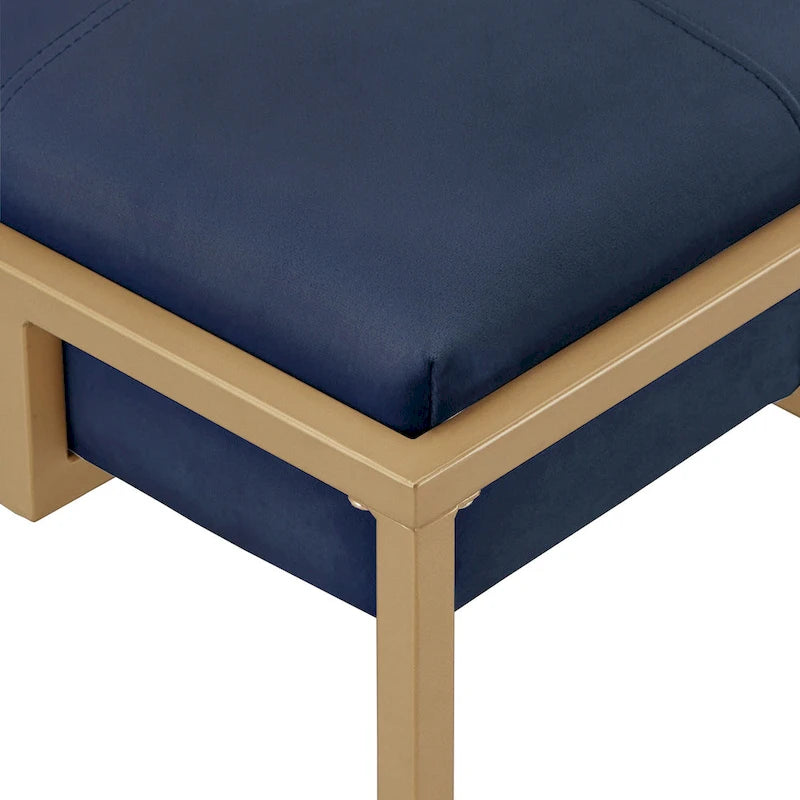 Perdita Gold Finish Velvet Rectangular Tufted Ottoman by iNSPIRE Q Bold