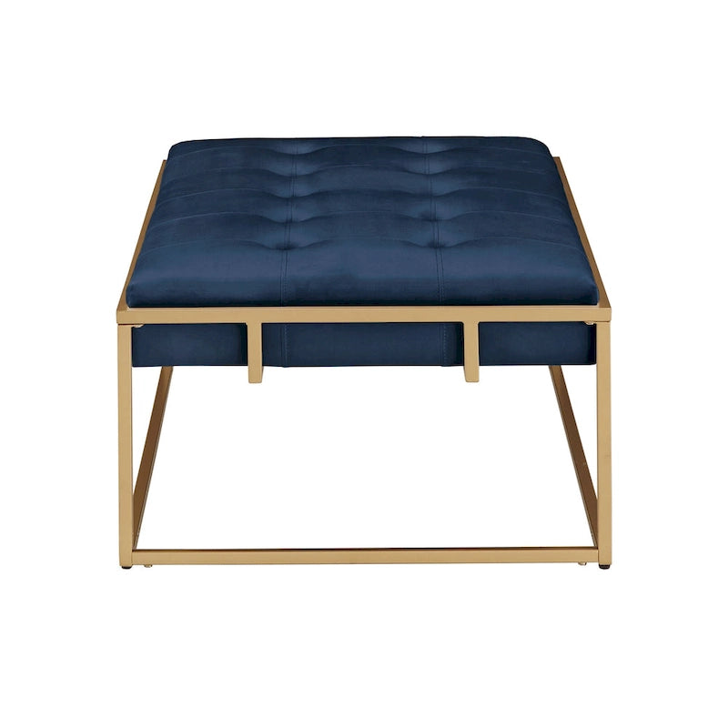 Perdita Gold Finish Velvet Rectangular Tufted Ottoman by iNSPIRE Q Bold