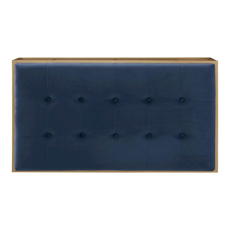 Perdita Gold Finish Velvet Rectangular Tufted Ottoman by iNSPIRE Q Bold