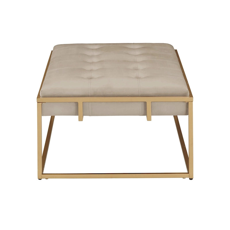 Perdita Gold Finish Velvet Rectangular Tufted Ottoman by iNSPIRE Q Bold