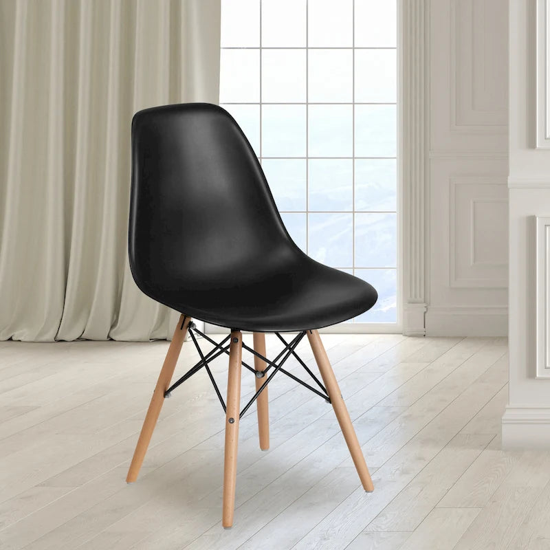 Plastic Chair with Wooden Legs