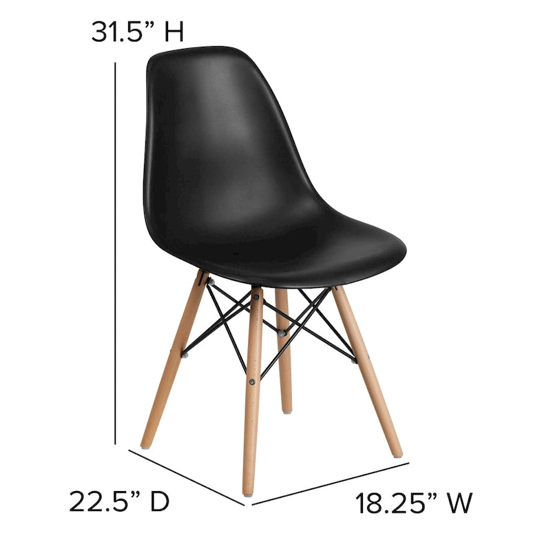 Plastic Chair with Wooden Legs