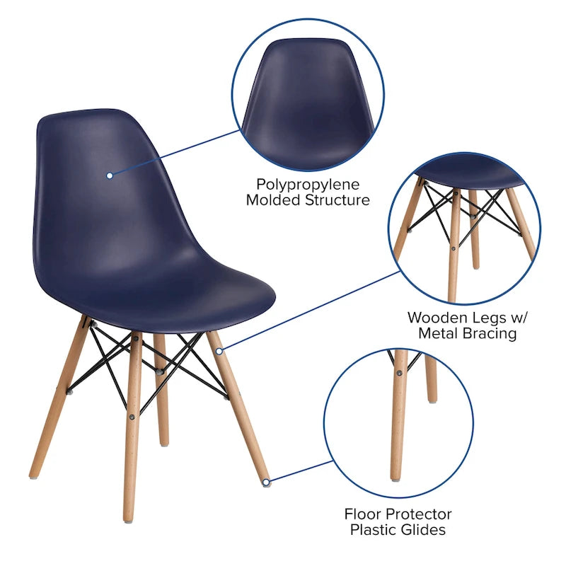 Plastic Chair with Wooden Legs