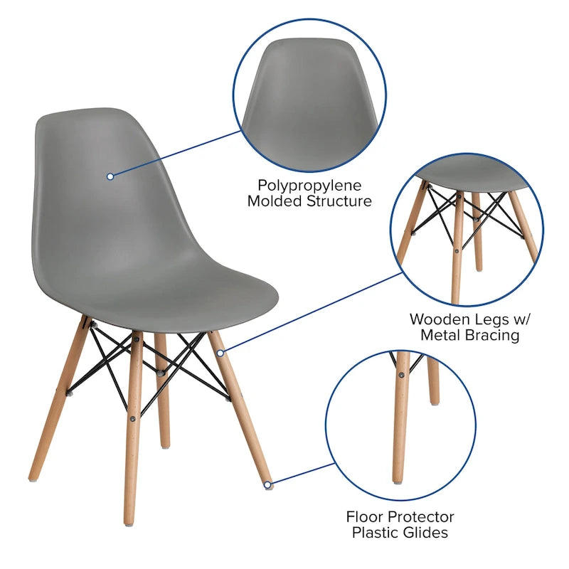 Plastic Chair with Wooden Legs