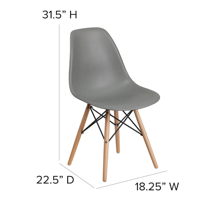 Plastic Chair with Wooden Legs