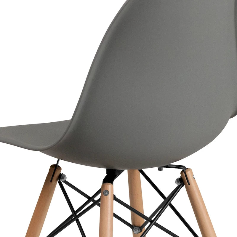 Plastic Chair with Wooden Legs