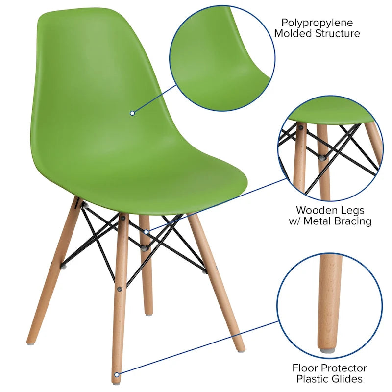 Plastic Chair with Wooden Legs