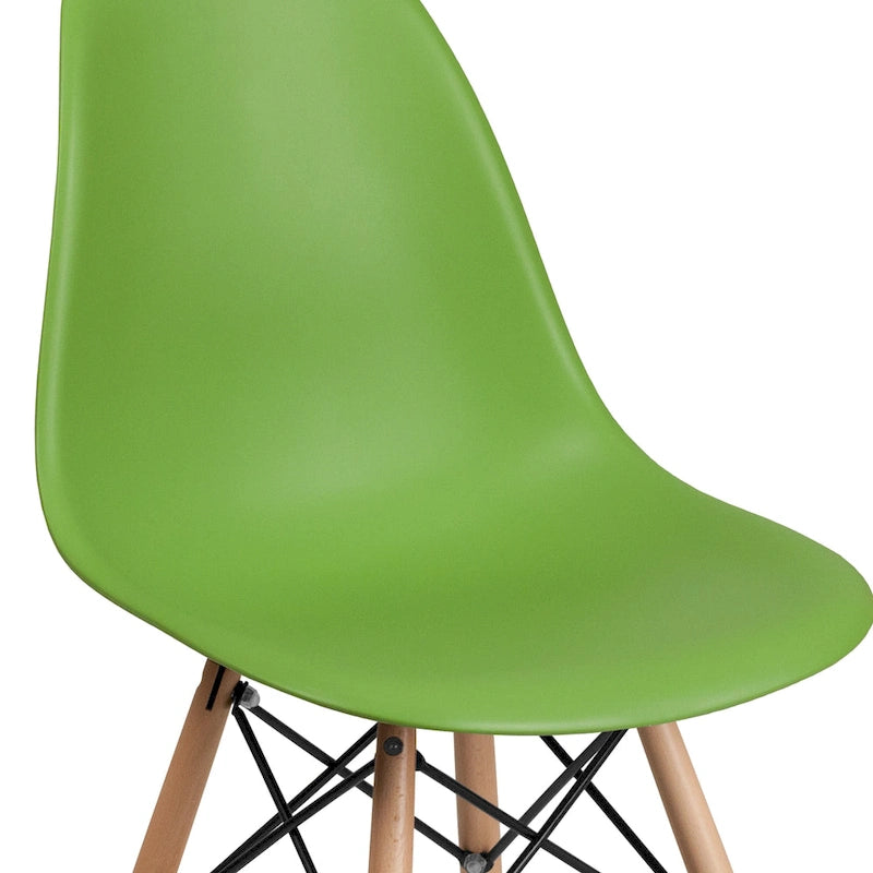 Plastic Chair with Wooden Legs