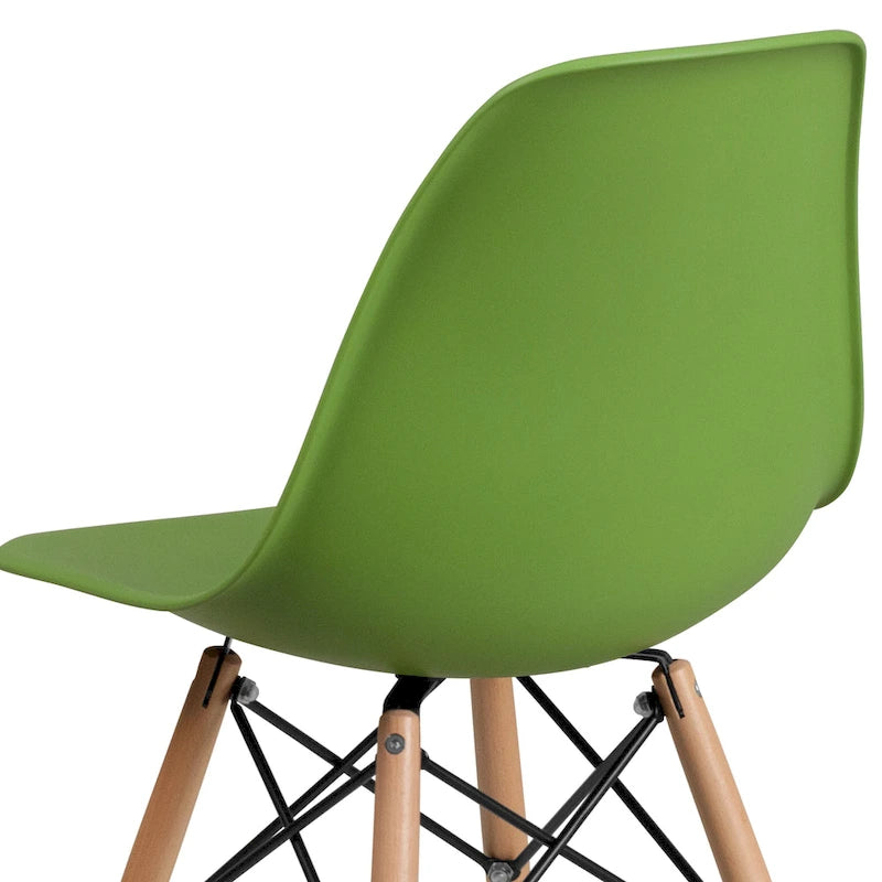 Plastic Chair with Wooden Legs