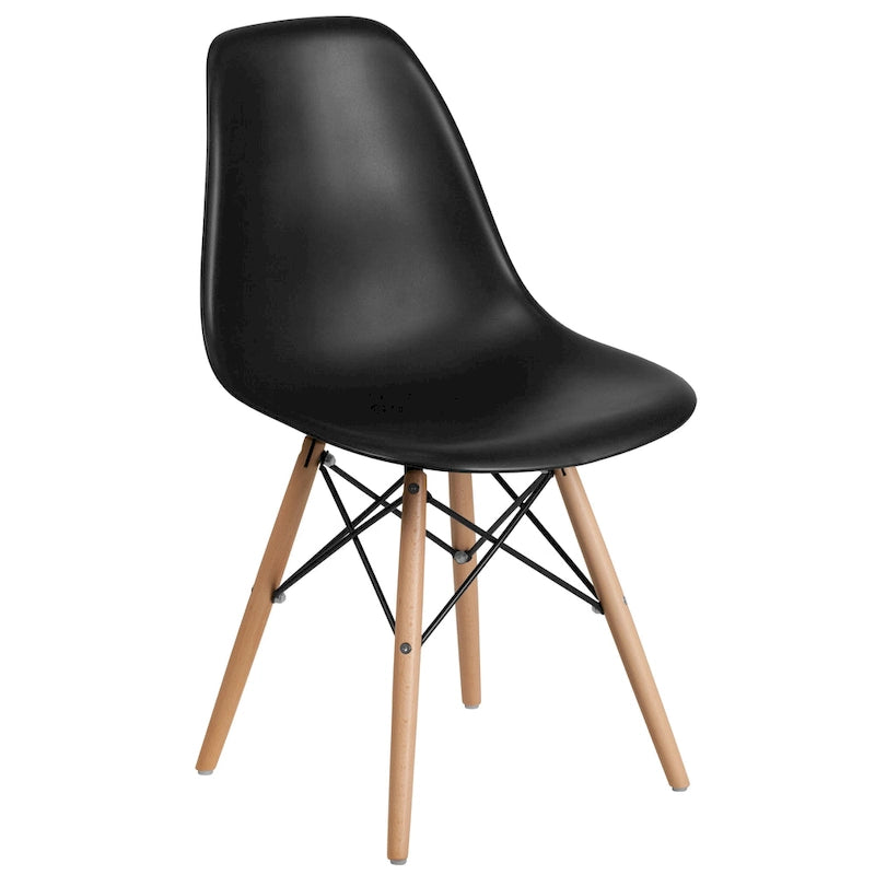 Plastic Chair with Wooden Legs