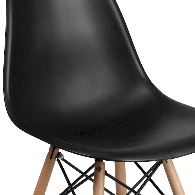 Plastic Chair with Wooden Legs