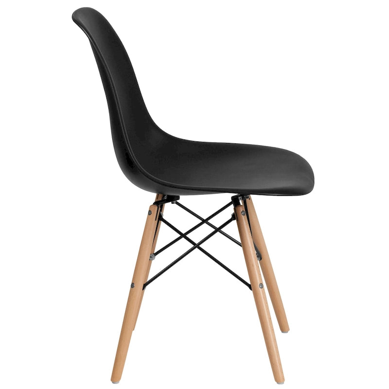 Plastic Chair with Wooden Legs