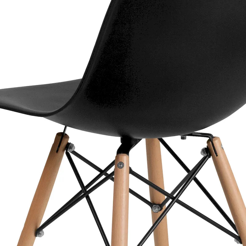 Plastic Chair with Wooden Legs