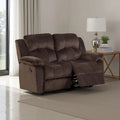 Pine Wood Reclining Loveseat With Padded Upholstery Brown