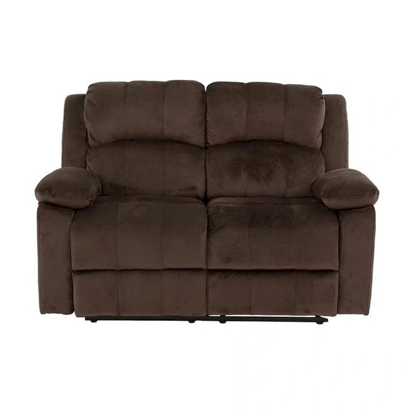 Pine Wood Reclining Loveseat With Padded Upholstery Brown