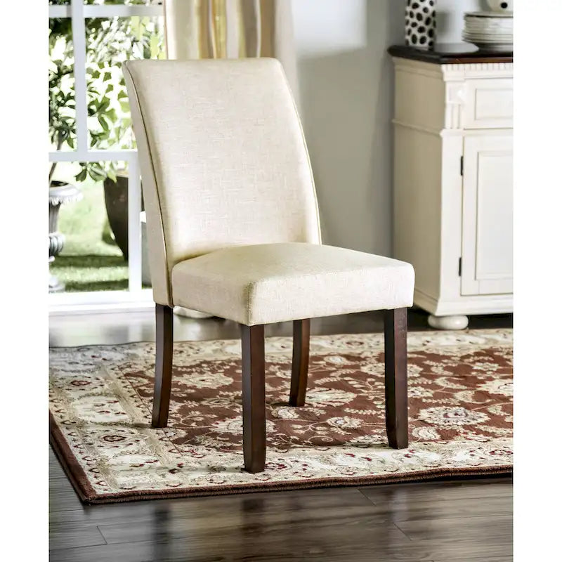Lind Modern Ivory Fabric Padded Dining Chairs by Furniture of America (Set of 2)